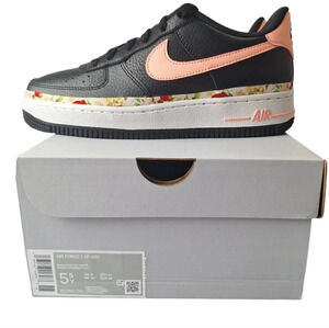 Nike Air Force 1 Vintage Floral GS 5.5Y W7 Black‎ Pink Tint White BQ2501-001